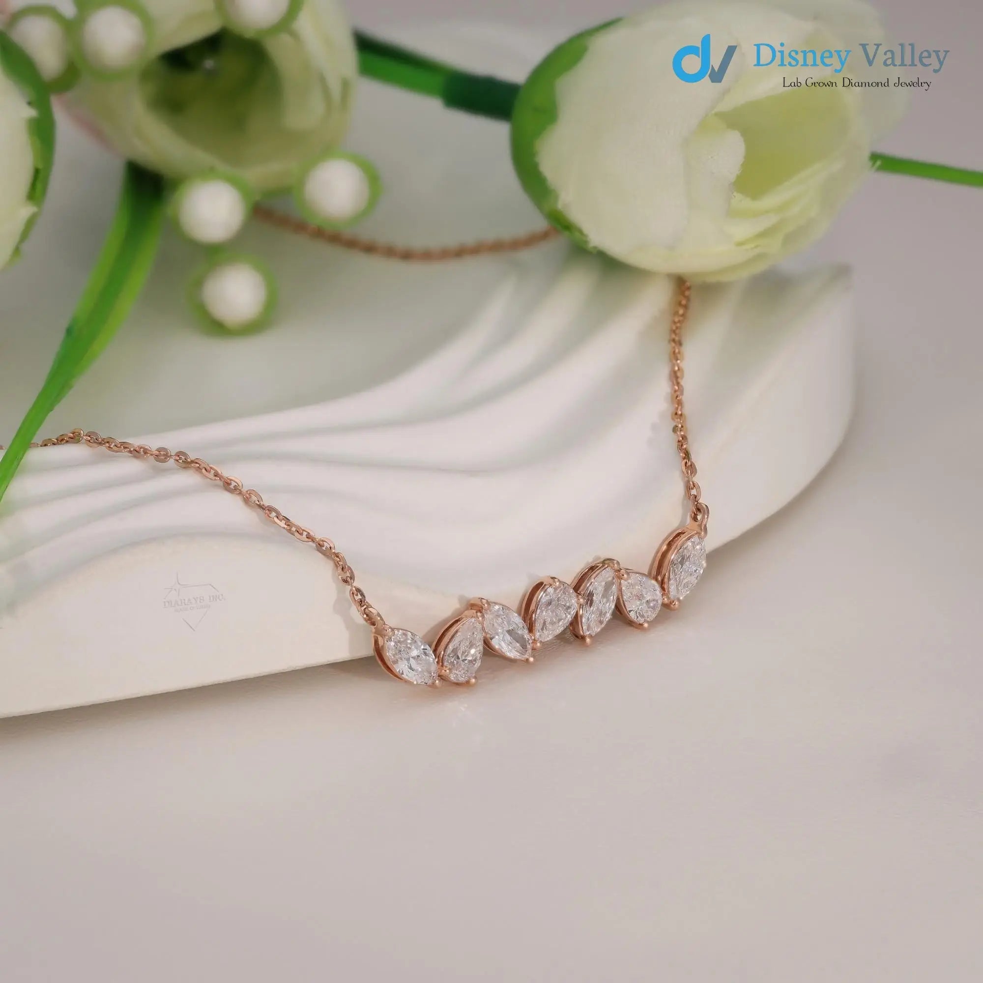 Pear marquise shape diamond necklace For Woman anniversary gift - DisneyValley