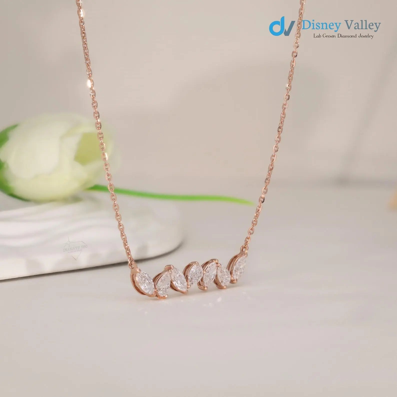 Pear marquise shape diamond necklace For Woman anniversary gift - DisneyValley