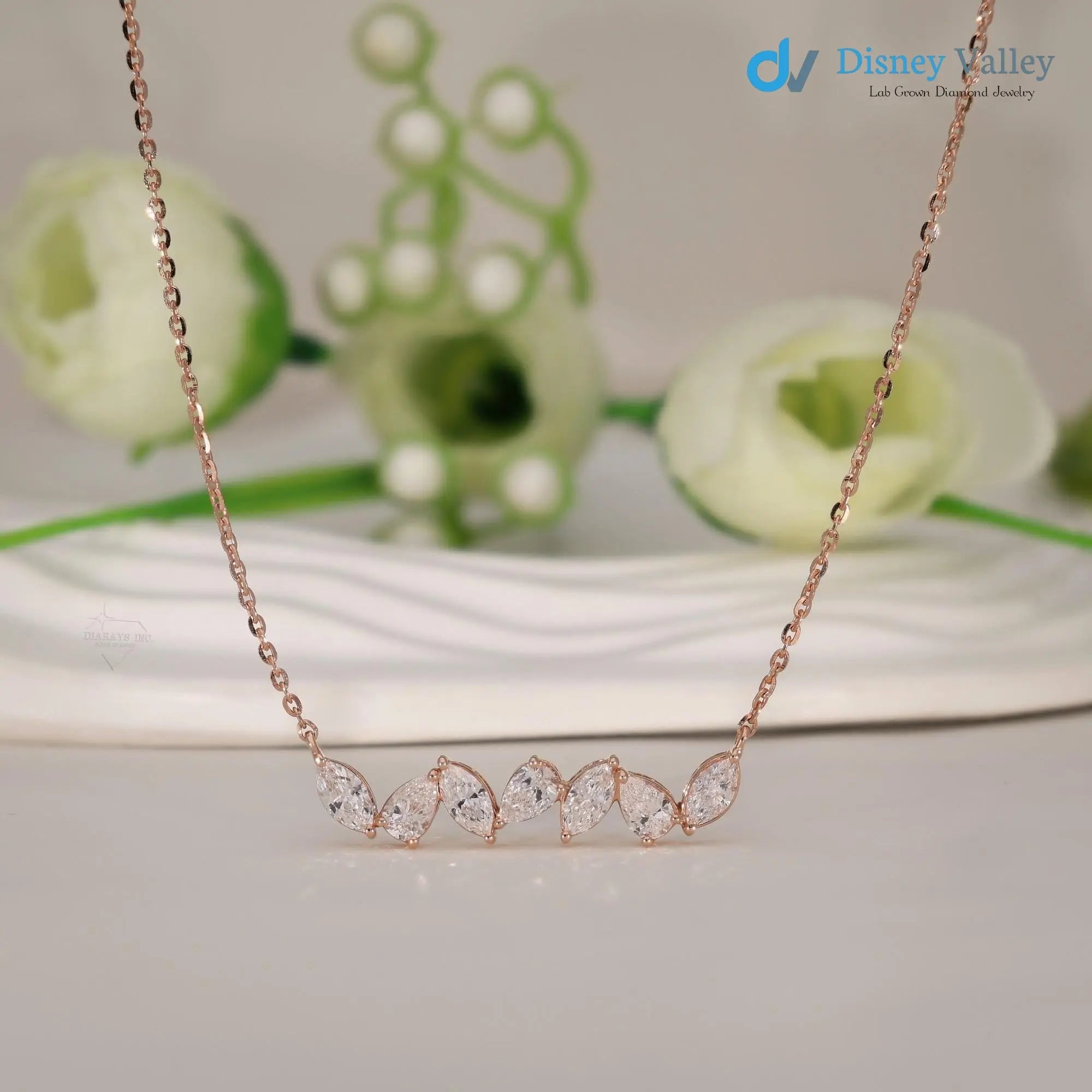 Pear marquise shape diamond necklace For Woman anniversary gift - DisneyValley