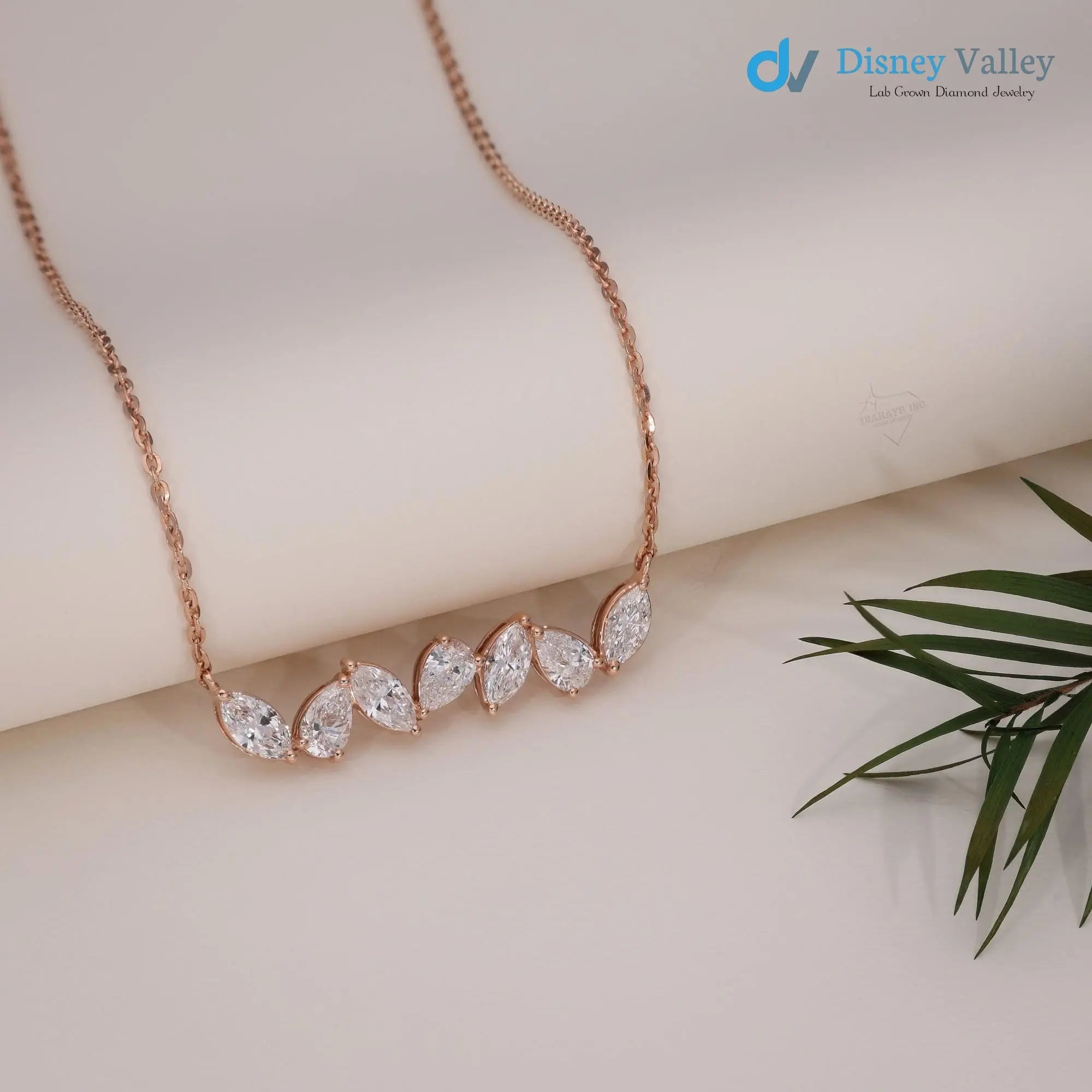 Pear marquise shape diamond necklace For Woman anniversary gift - DisneyValley
