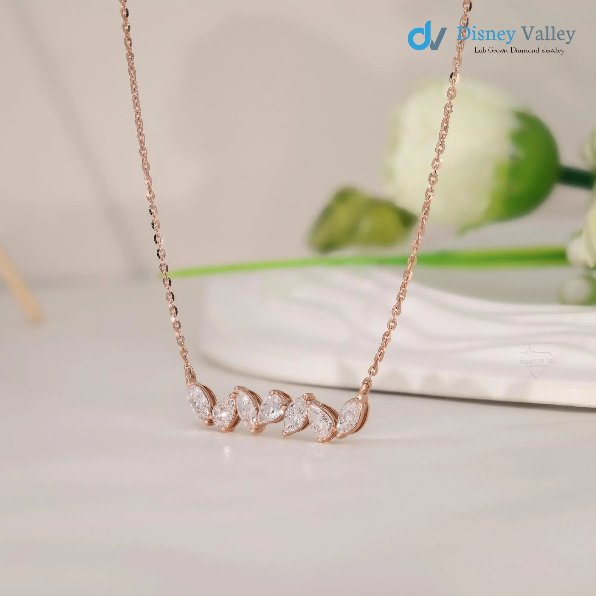 Pear marquise shape diamond necklace For Woman anniversary gift - DisneyValley