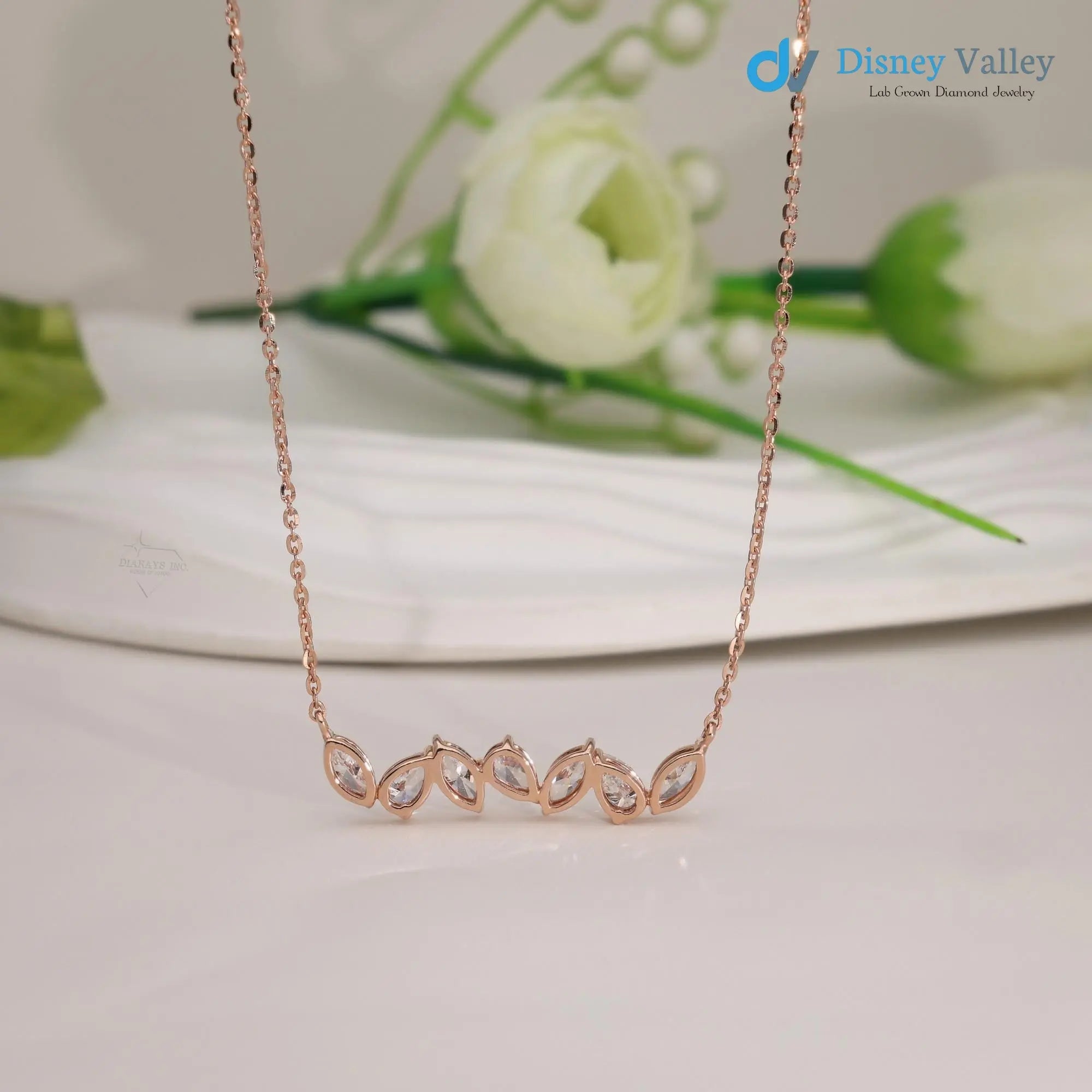 Pear marquise shape diamond necklace For Woman anniversary gift - DisneyValley