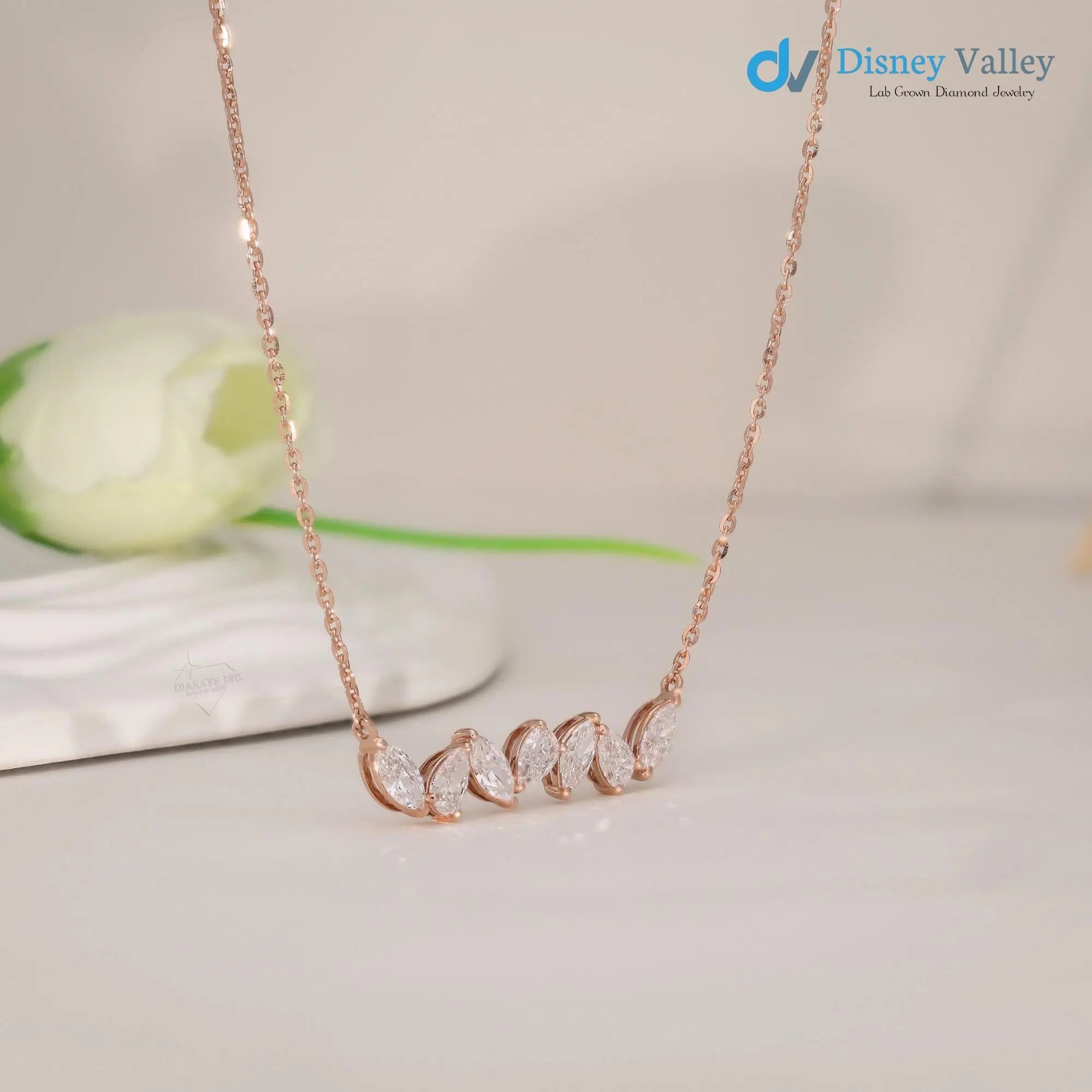 Pear marquise shape diamond necklace For Woman anniversary gift - DisneyValley