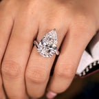 IGI Certified 10 - 12 Carat Pear Diamond Ring in Bypass Setting
