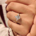 Pear and Kite Cut Three Diamond Ring with Art Deco Band