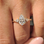 Pear and Kite Cut Three Diamond Ring with Art Deco Band