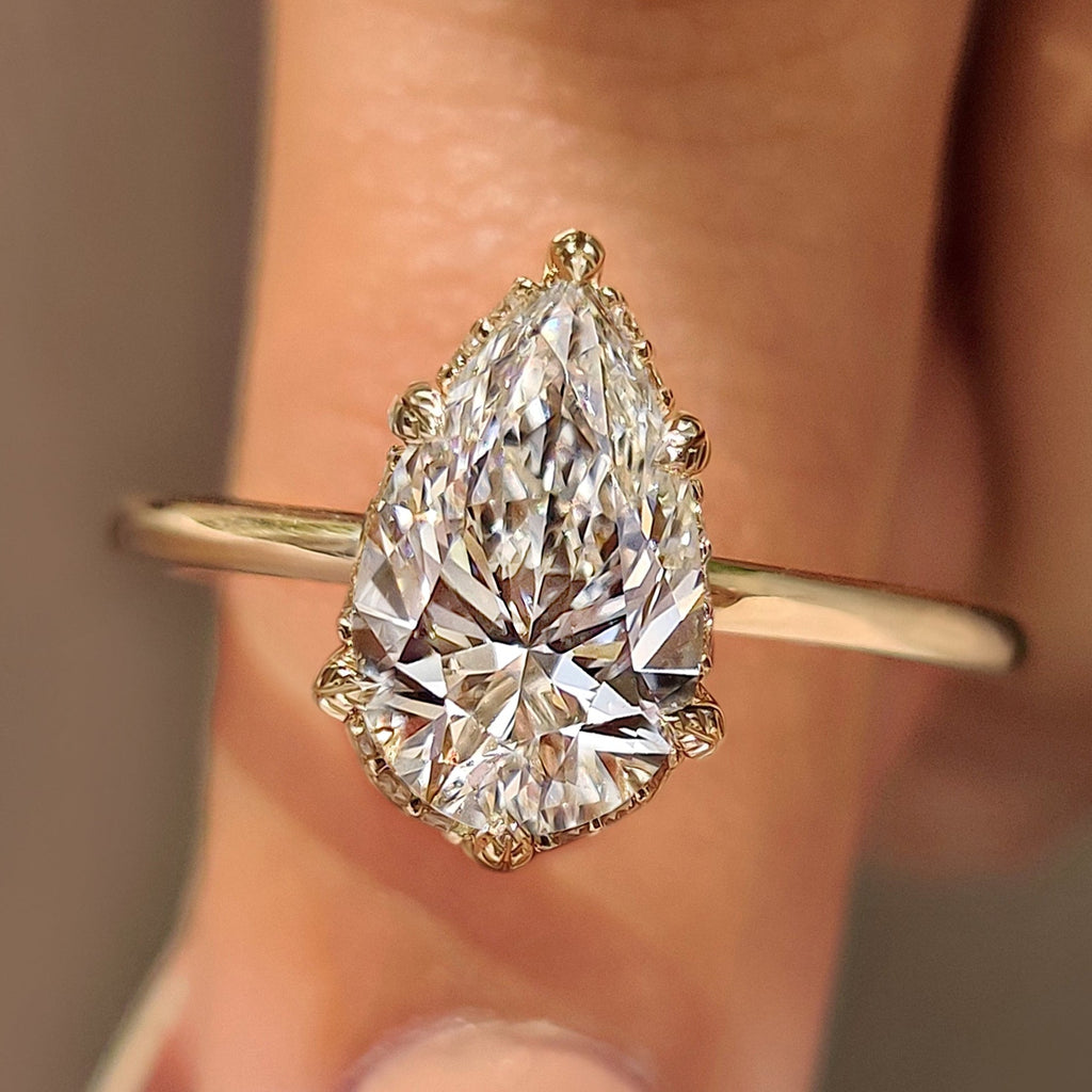 Solitaire Style Pear Diamond Engagement Ring