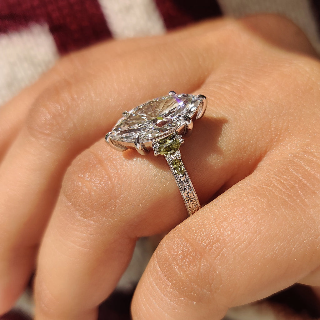 Marquise Engagement Ring In Vintage Art Deco style