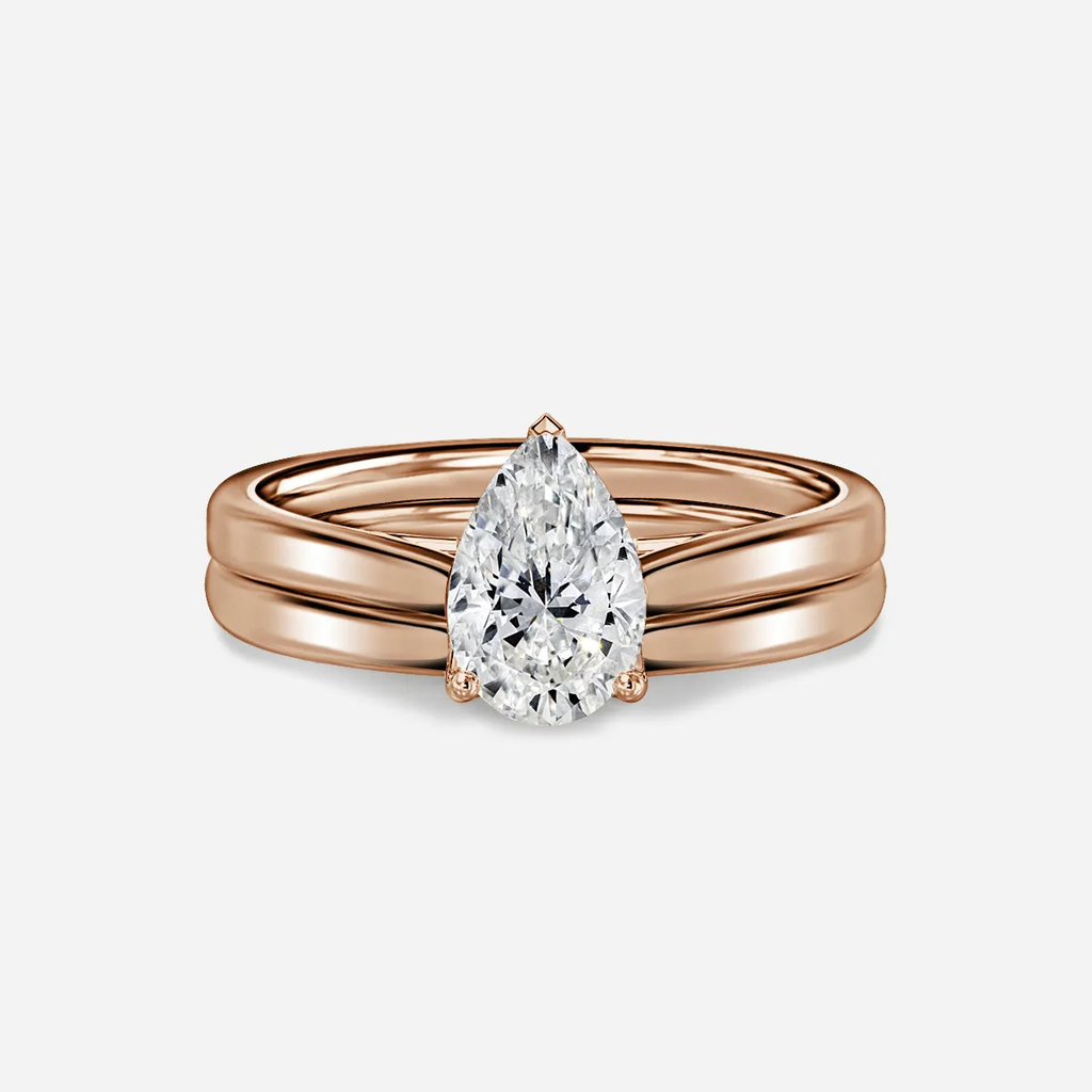 1.0 CT Pear Cut Moissanite Solitaire Bridal Ring Set