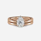 1.0 CT Pear Cut Moissanite Solitaire Bridal Ring Set