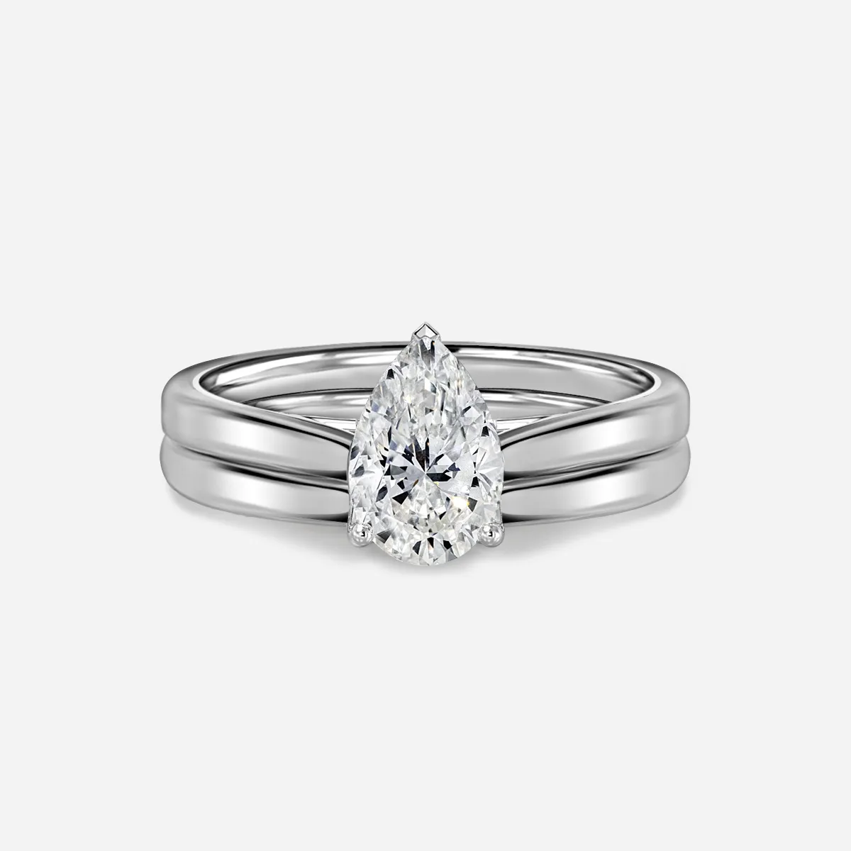 1.0 CT Pear Cut Moissanite Solitaire Bridal Ring Set Image principale du produit