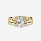 1.0 CT Pear Cut Moissanite Solitaire Bridal Ring Set