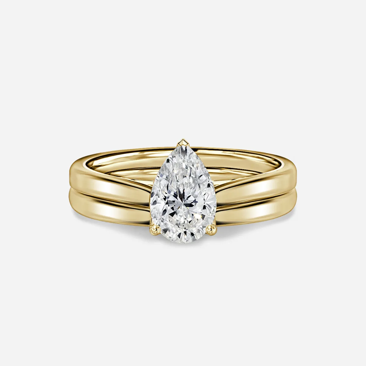 1.0 CT Pear Cut Moissanite Solitaire Bridal Ring Set