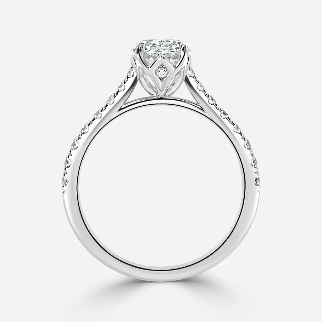 1.0 CT Oval Cut Moissanite Pave Bridal Ring Set