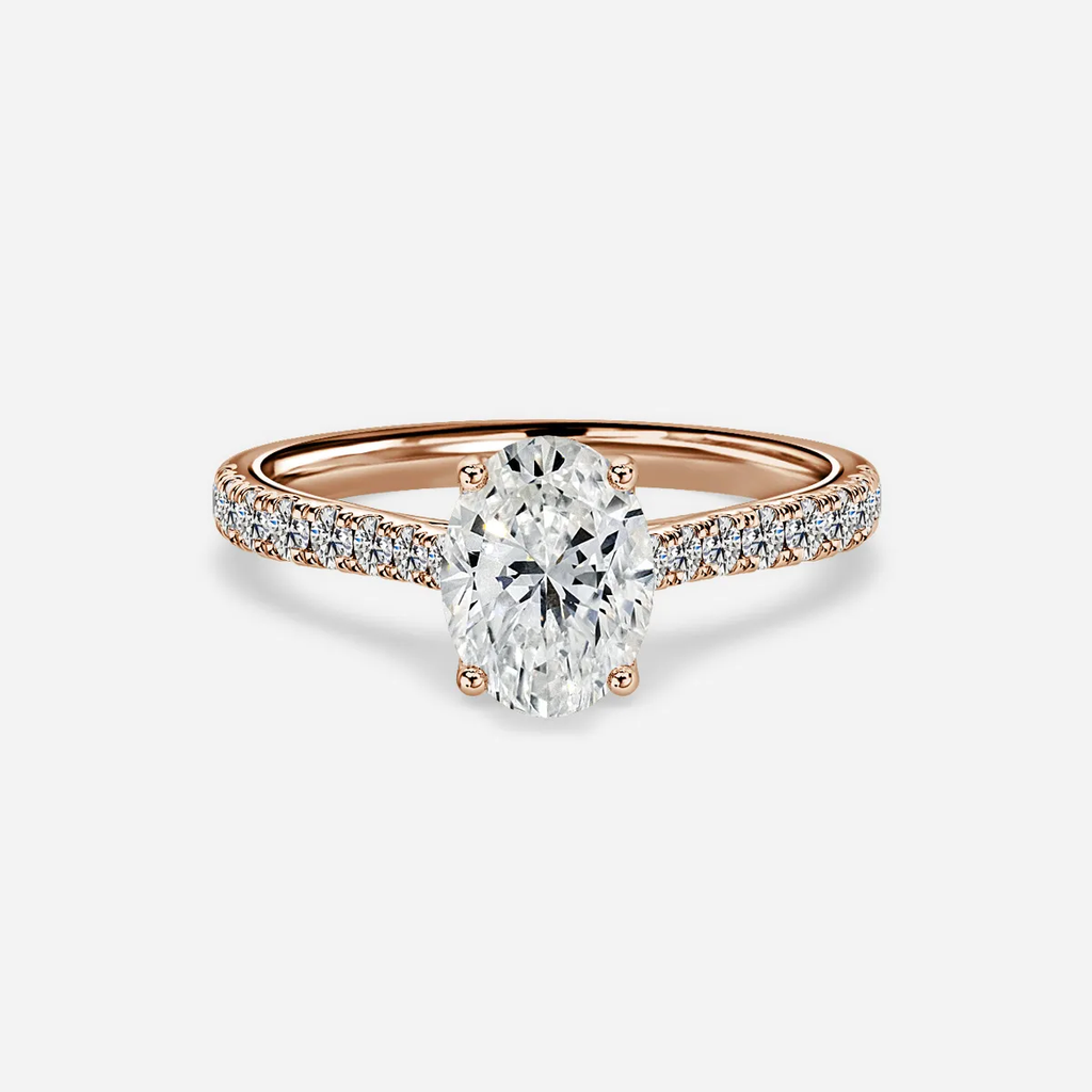 1.0 CT Oval Cut Moissanite Pave Bridal Ring Set