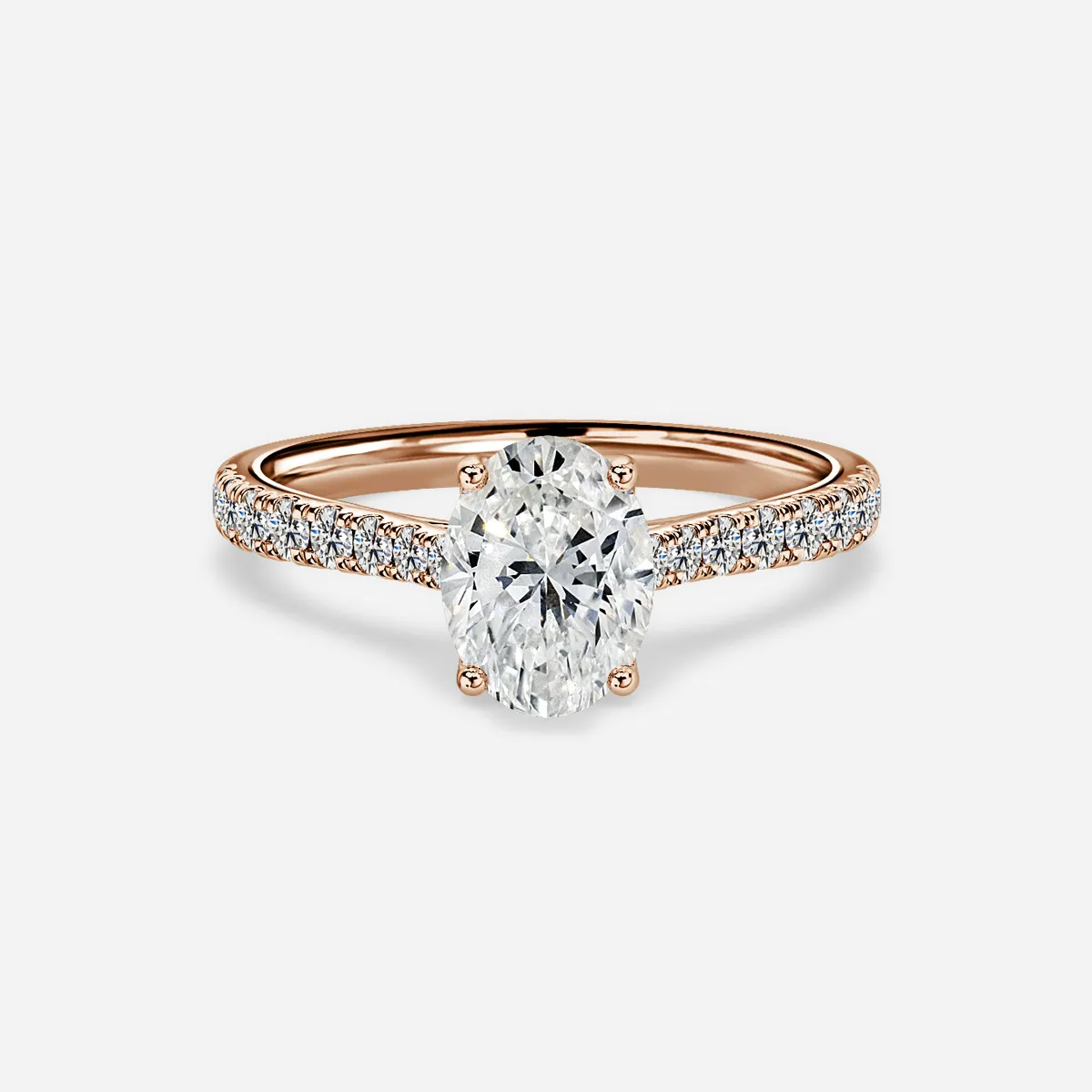 1.0 CT Oval Cut Moissanite Pave Bridal Ring Set