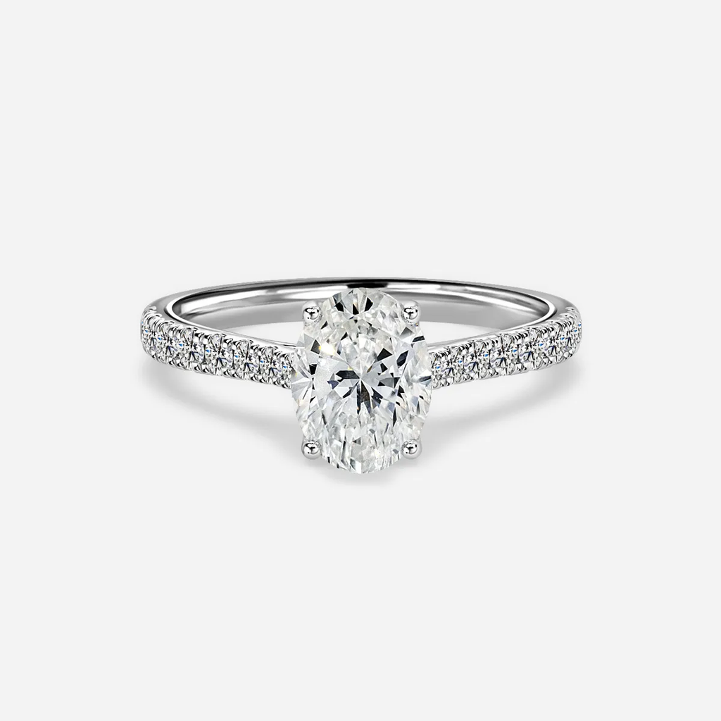 1.0 CT Oval Cut Moissanite Pave Bridal Ring Set