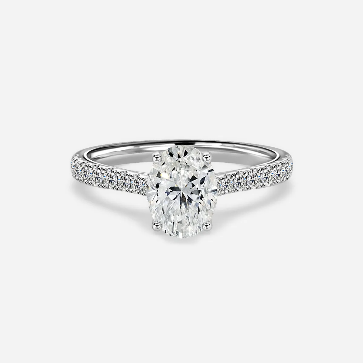 1.0 CT Oval Cut Moissanite Pave Bridal Ring Set