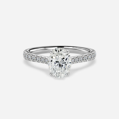 1.0 CT Oval Cut Moissanite Pave Bridal Ring Set
