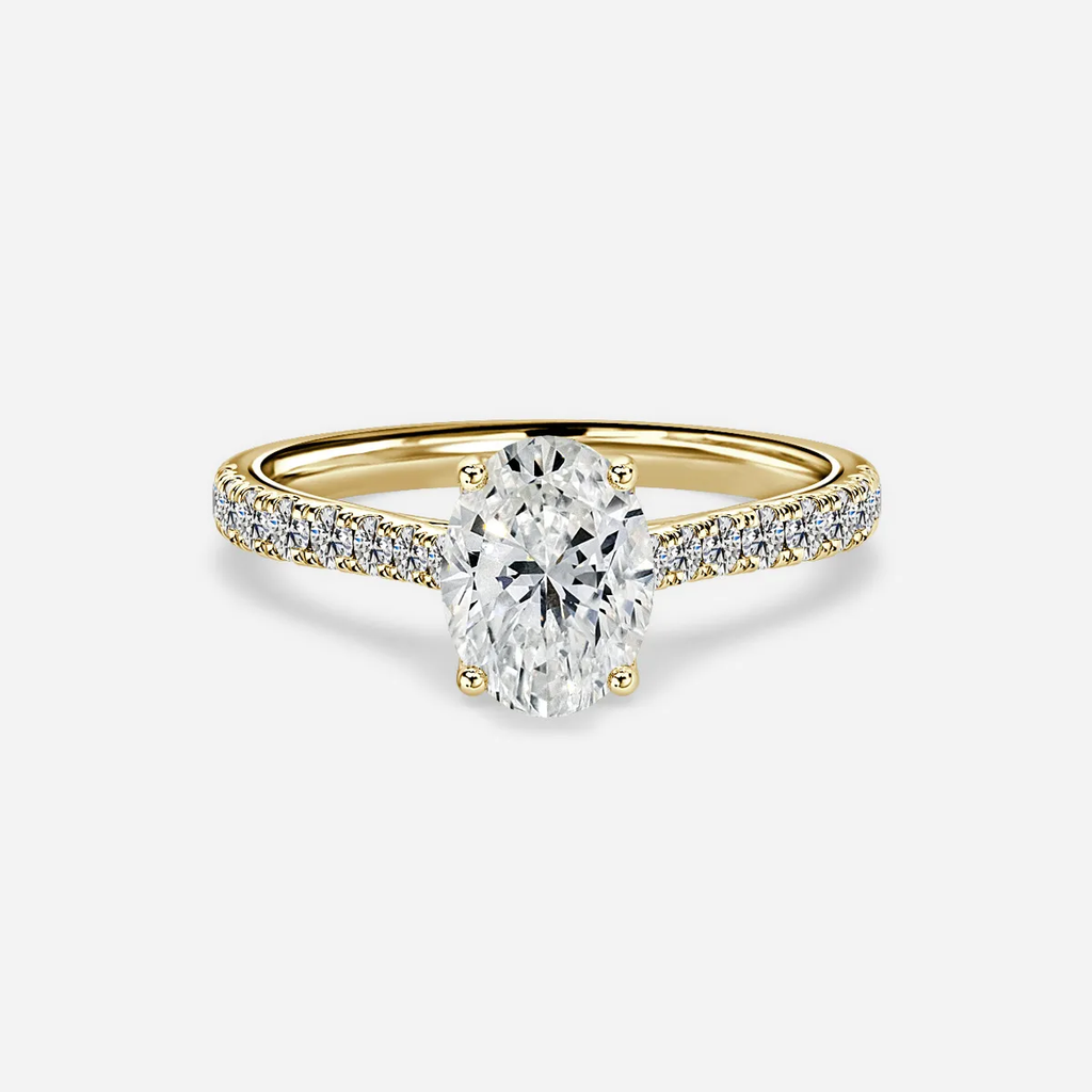 1.0 CT Oval Cut Moissanite Pave Bridal Ring Set