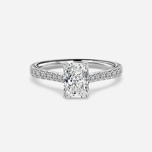 1.0 CT Radiant Cut Moissanite Pave Bridal Ring Set