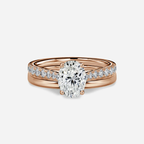 1.0 CT Oval Cut Moissanite Pave Bridal Ring Set
