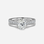 1.0 CT Oval Cut Moissanite Pave Bridal Ring Set