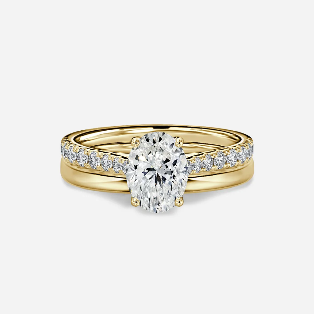 1.0 CT Oval Cut Moissanite Pave Bridal Ring Set