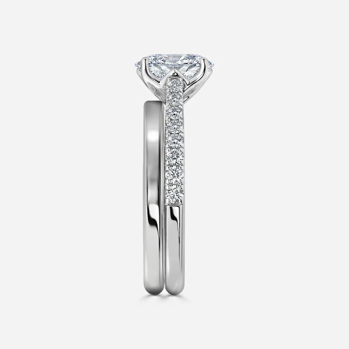 1.0 CT Oval Cut Moissanite Pave Bridal Ring Set