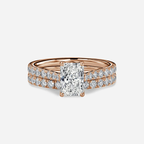 1.0 CT Radiant Cut Moissanite Pave Bridal Ring Set