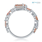 Pink Emerald & Pear Lab Grown Diamond Bypass wedding Ring - DisneyValley