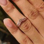 Pink Round Diamond Tiara Wedding Band In 3/4 Eternity Style