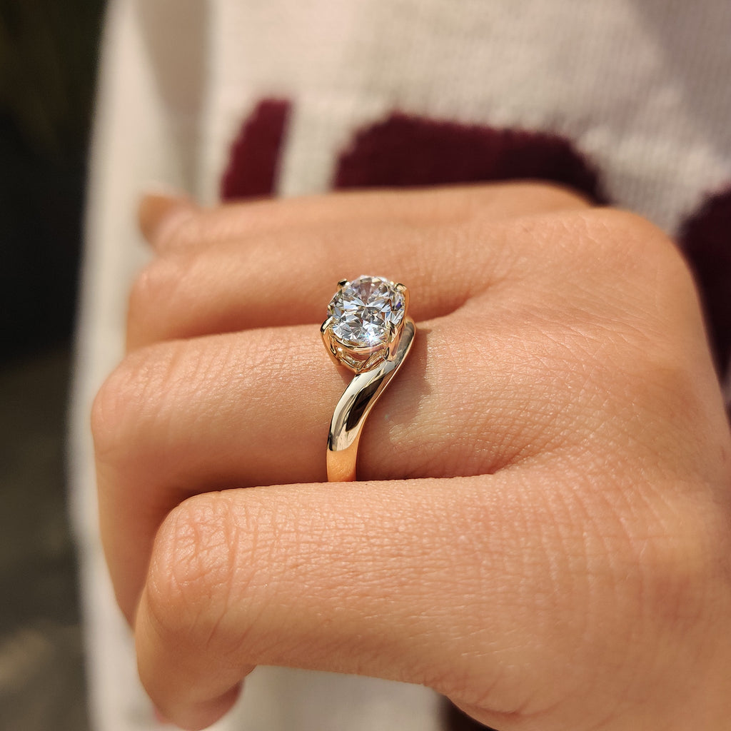 Solitaire Oval Cut Diamond Ring in East to West Setting