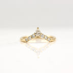 0.31 TCW Round & Pear Cut Curved Moissanite Wedding Band