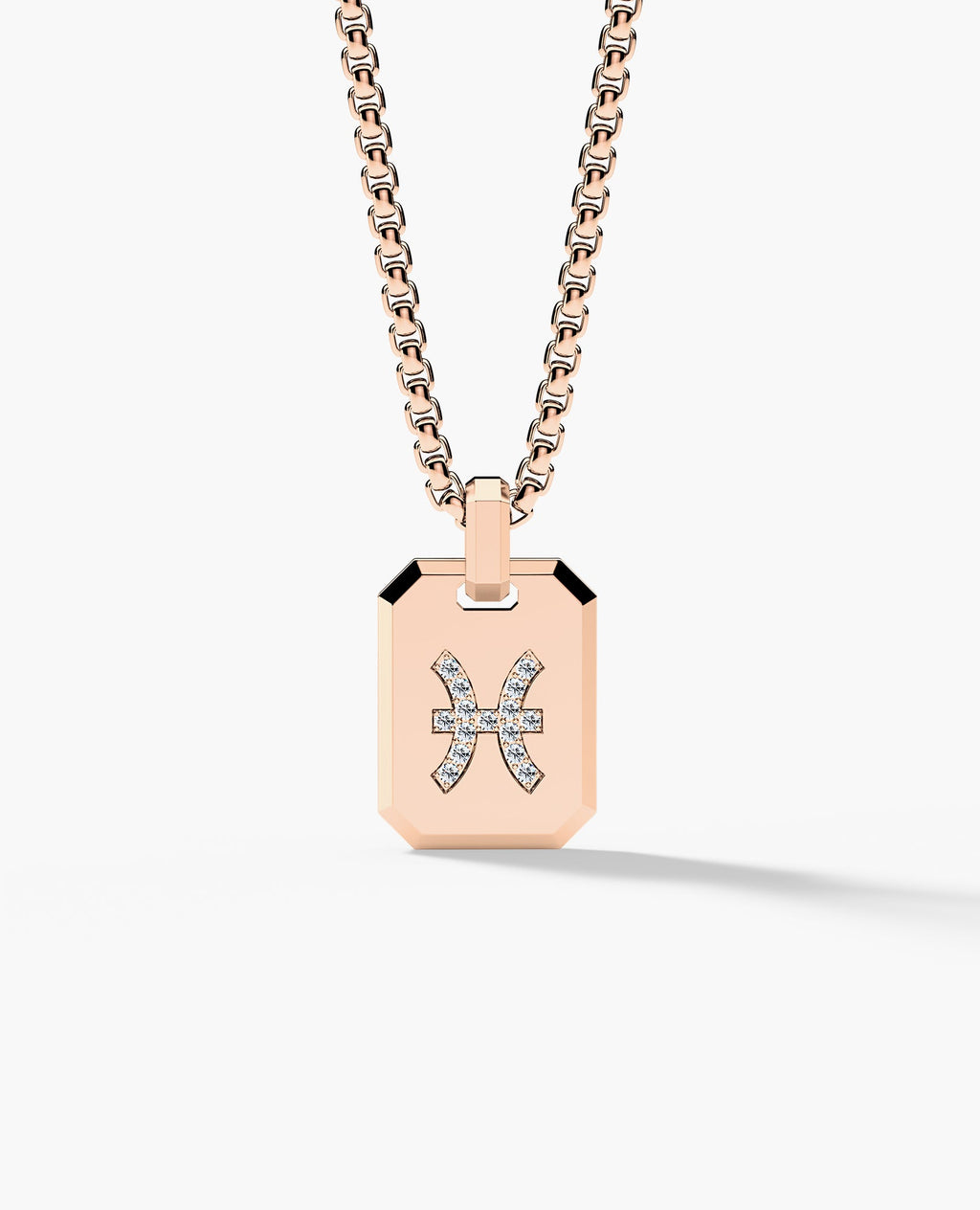 PISCES MINI ZODIAC Dog Tag Gold Pendant with 0.25ct Diamonds