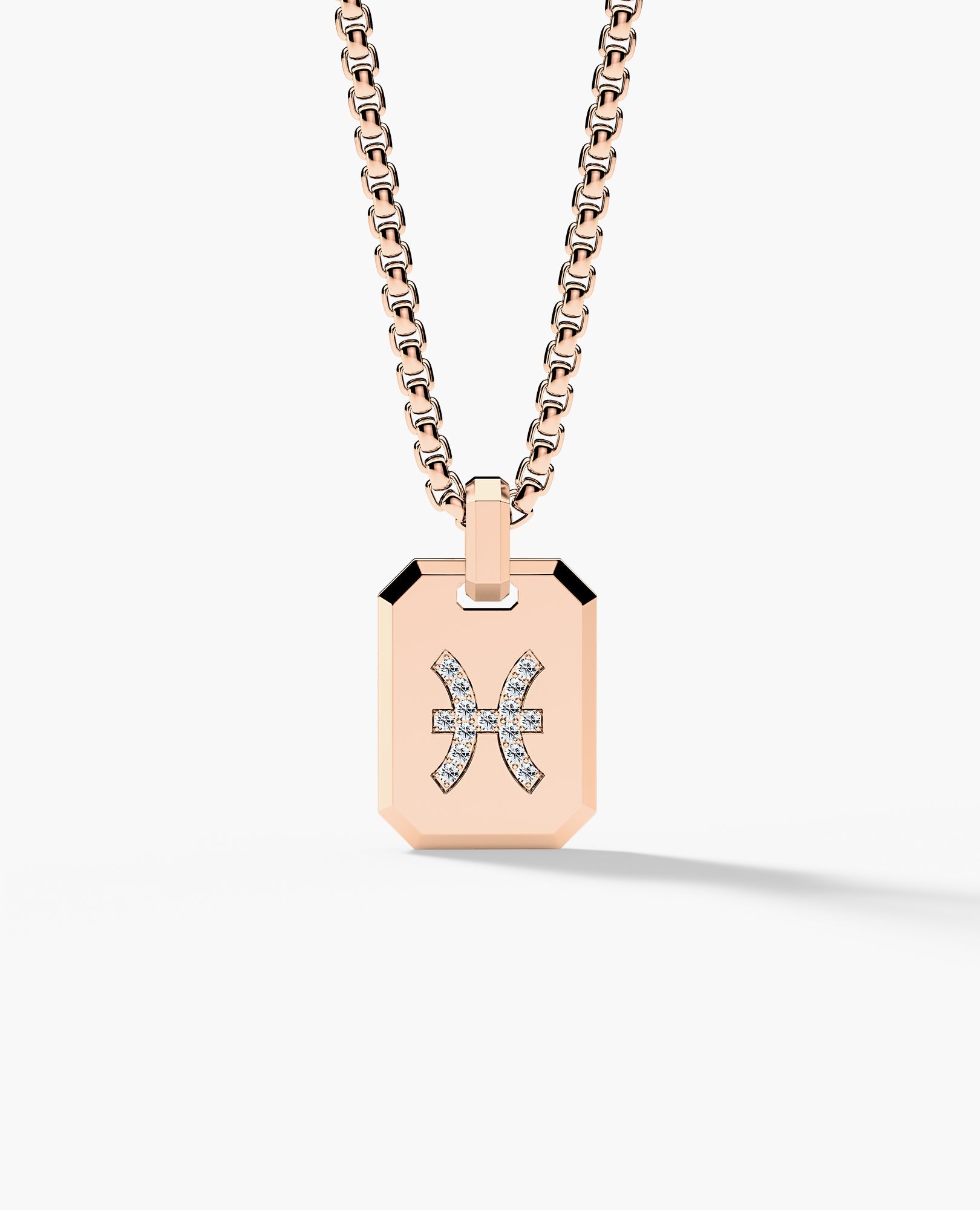 PISCES MINI ZODIAC Dog Tag Gold Pendant with 0.25ct Diamonds