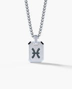 PISCES MINI ZODIAC Dog Tag Silver Pendant