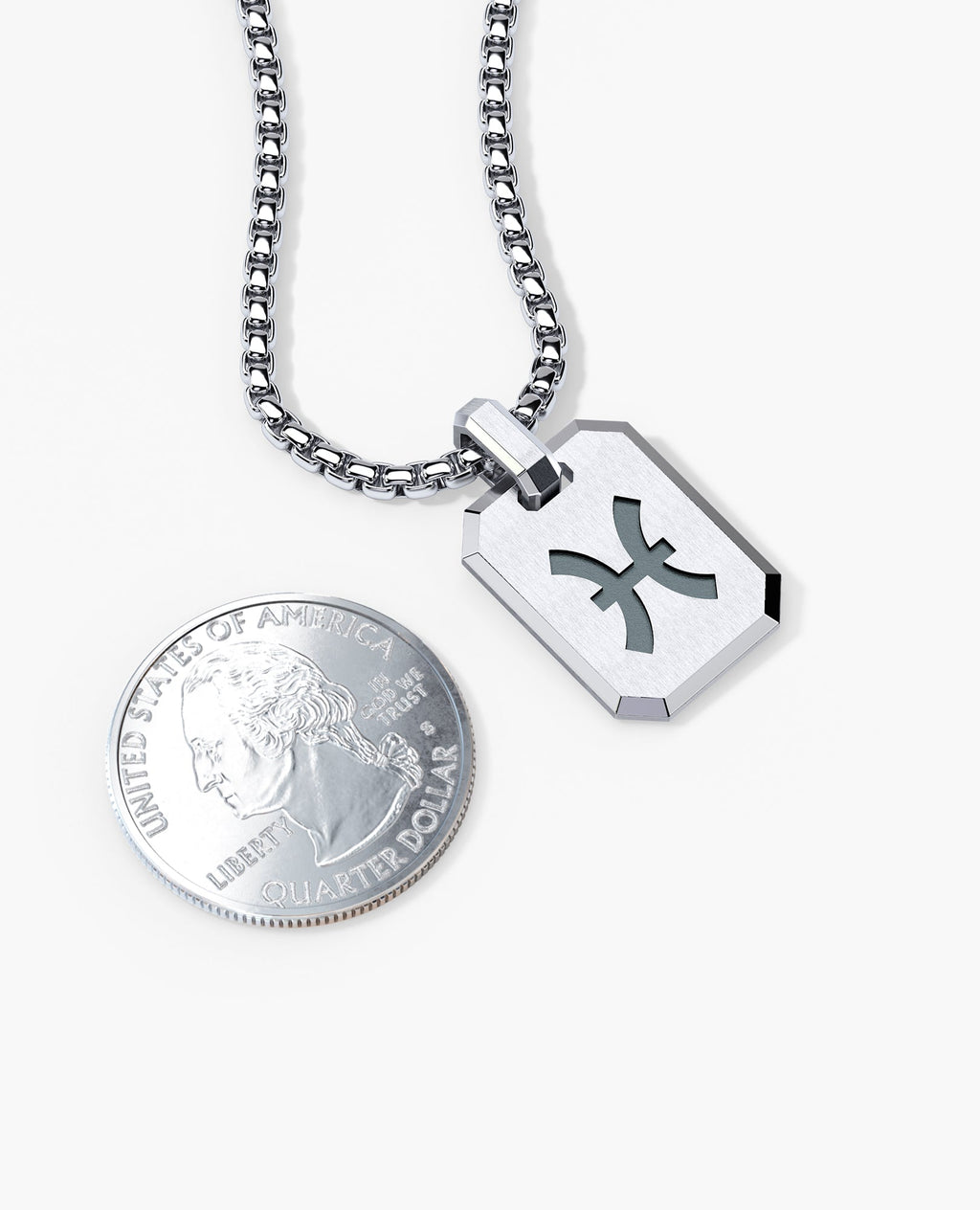 PISCES MINI ZODIAC Dog Tag Silver Pendant