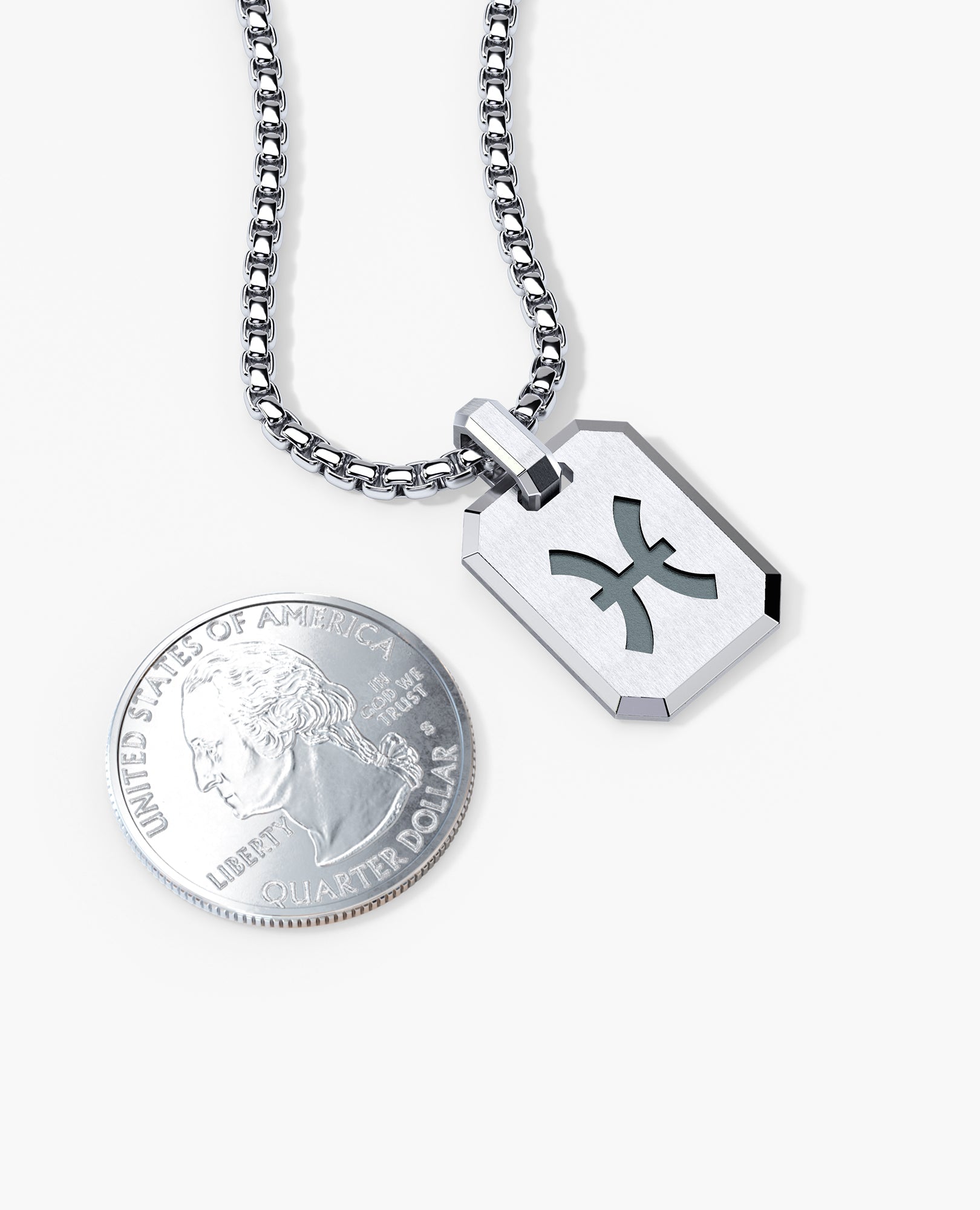 PISCES MINI ZODIAC Dog Tag Silver Pendant