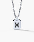 PISCES MINI ZODIAC Dog Tag Gold Pendant with 0.25ct Black Diamonds