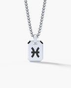 PISCES MINI ZODIAC Dog Tag Gold Pendant with 0.25ct Black Diamonds