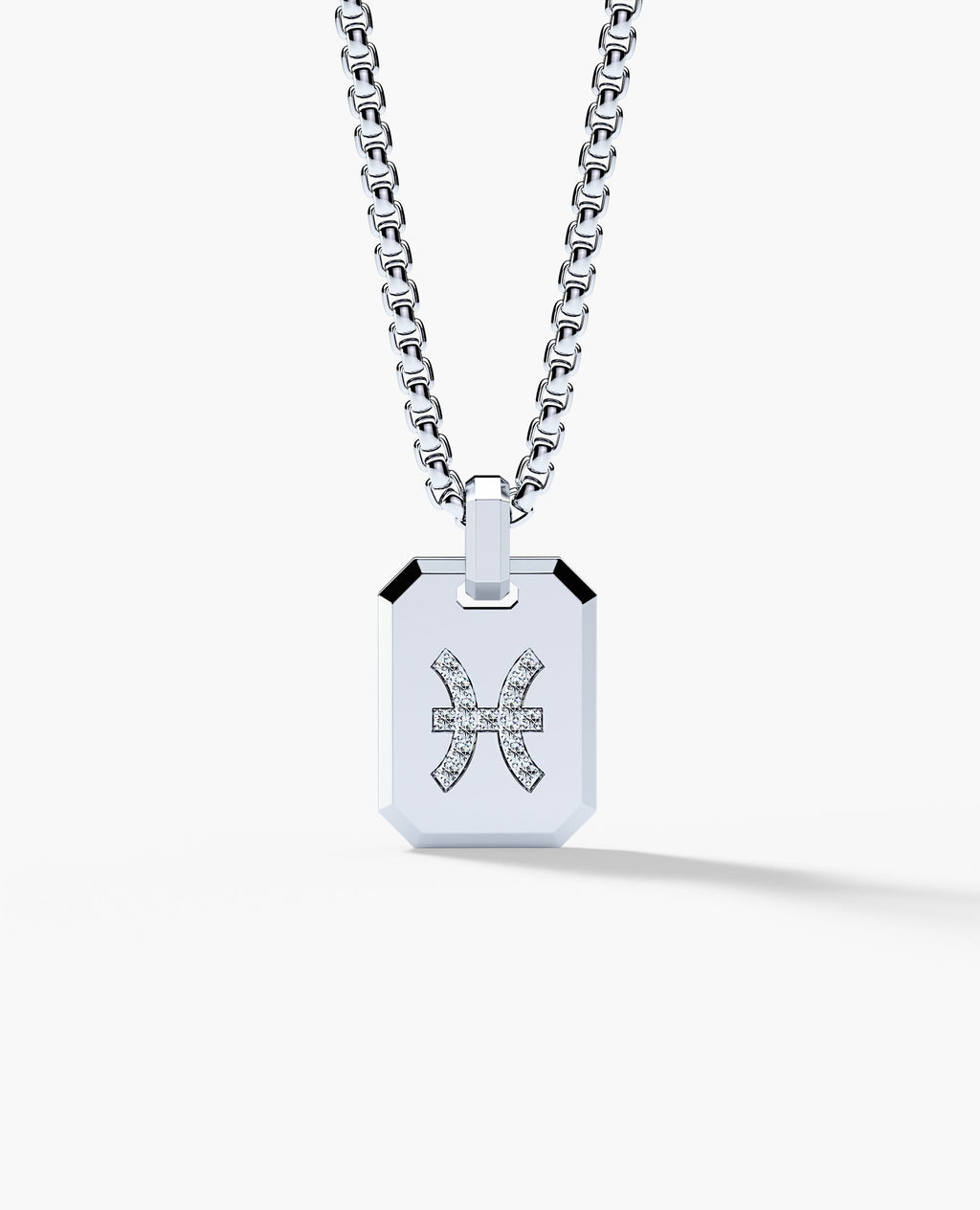 PISCES MINI ZODIAC Dog Tag Gold Pendant with 0.25ct Diamonds
