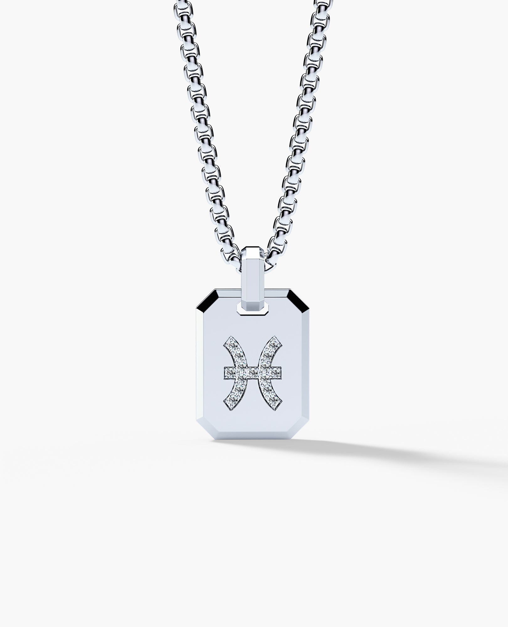 PISCES MINI ZODIAC Dog Tag Gold Pendant with 0.25ct Diamonds