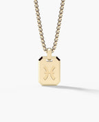 PISCES MINI ZODIAC Dog Tag Gold Pendant