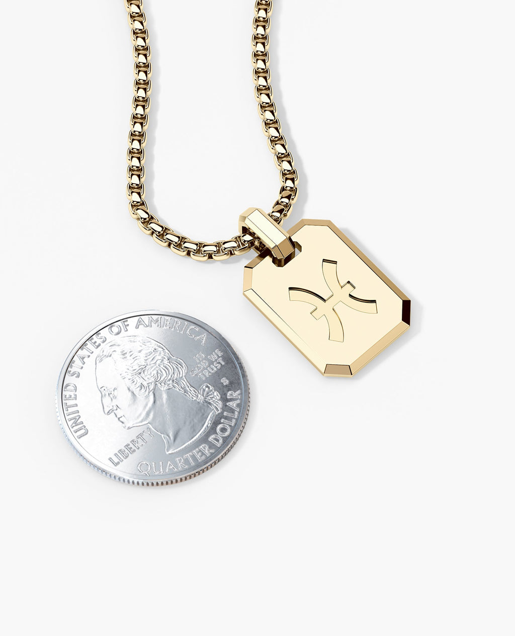PISCES MINI ZODIAC Dog Tag Gold Pendant