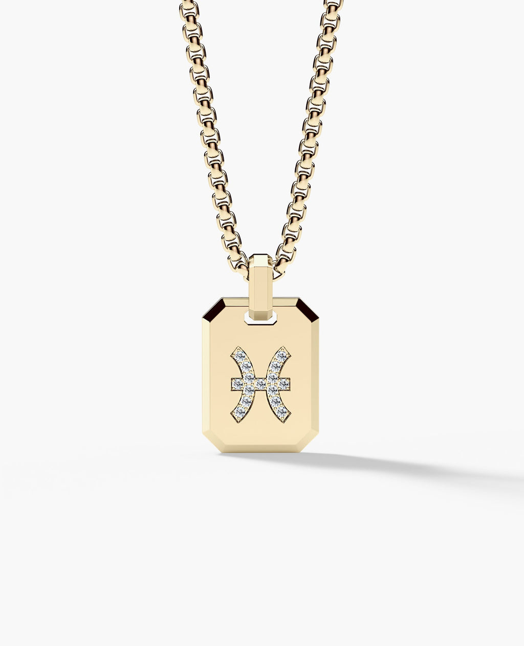 PISCES MINI ZODIAC Dog Tag Gold Pendant with 0.25ct Diamonds
