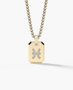 PISCES MINI ZODIAC Dog Tag Gold Pendant with 0.25ct Diamonds