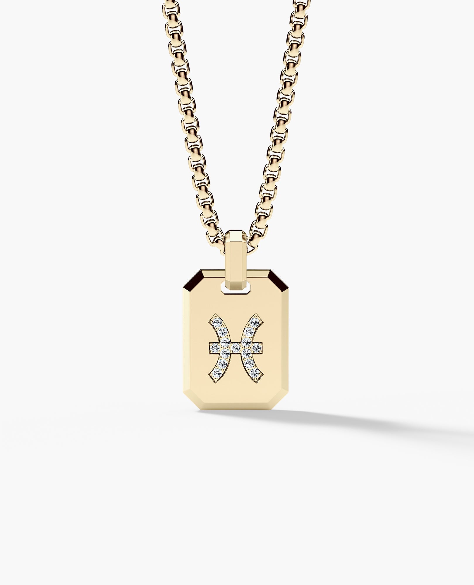 PISCES MINI ZODIAC Dog Tag Gold Pendant with 0.25ct Diamonds