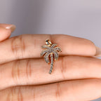 Palm Tree Pendant with Round Lab Grown Diamond in Tropical Style