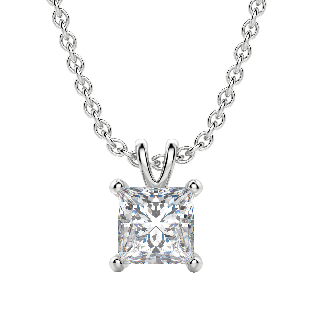 0.25-1.0ct Princess Cut Moissanite Solitaire Necklace